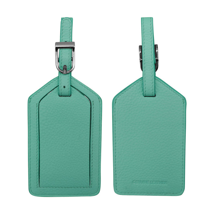 Turquoise Leather Luggage Tag