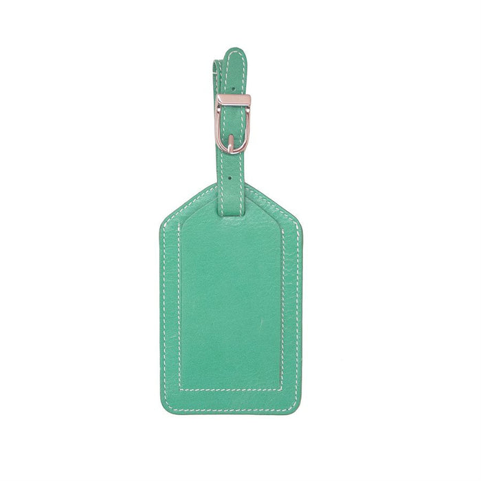 Turquoise Leather Luggage Tag