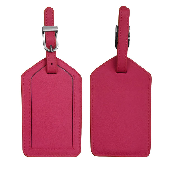 Indian Pink Leather Luggage Tag