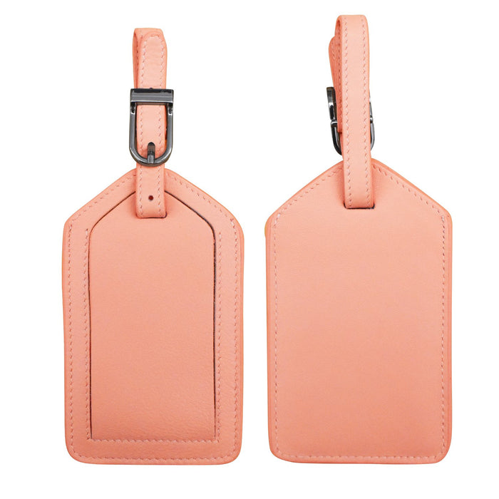 Peach Leather Luggage Tag