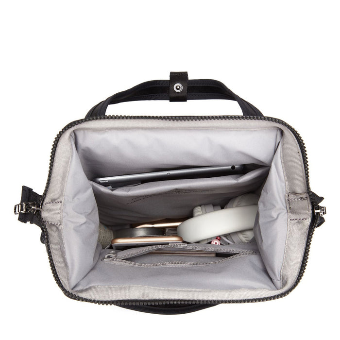 antitheft rfid mini backpack gray made by design Pacsafe CX Anti-Theft Mini Backpack — Rooten's Travel & Adventure