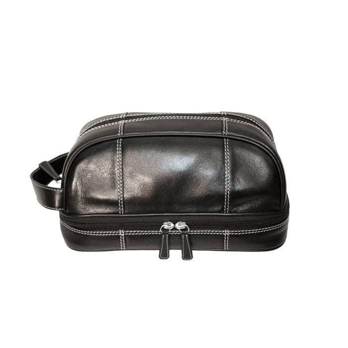 Leather 2-Section Top Zip Toiletry Kit