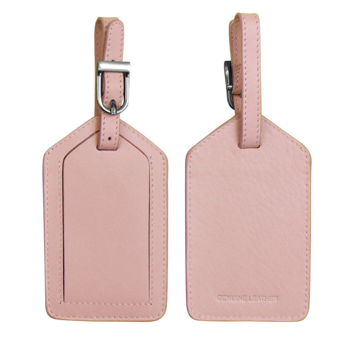 Blush Pink Leather Luggage Tag