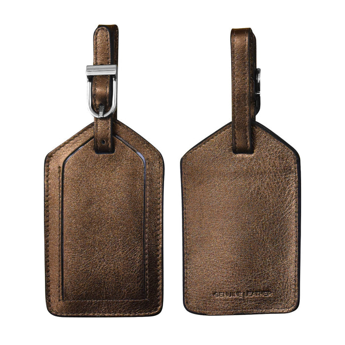 Bronze Leather Luggage Tag