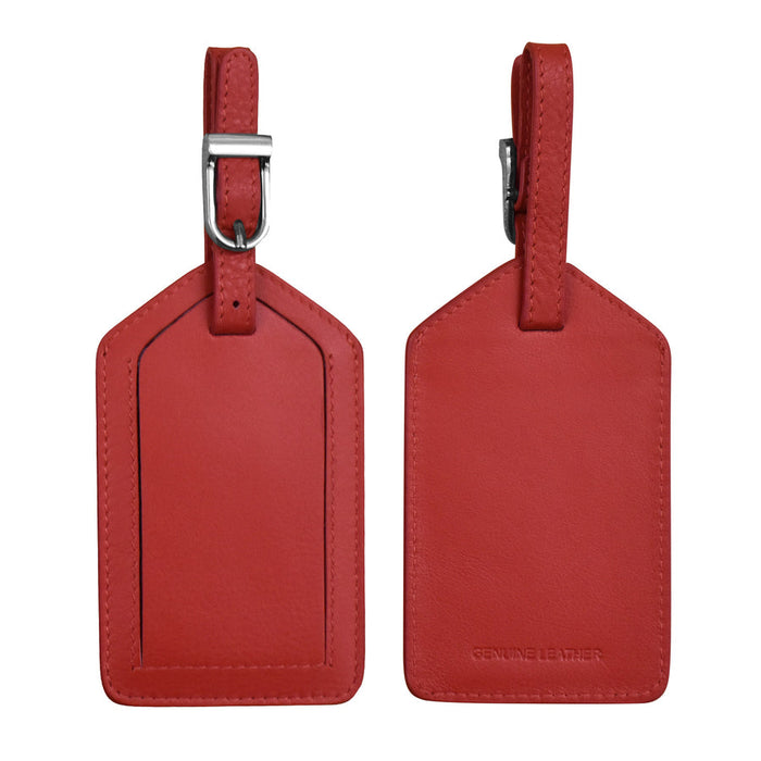 Cherry Red Leather Luggage Tag