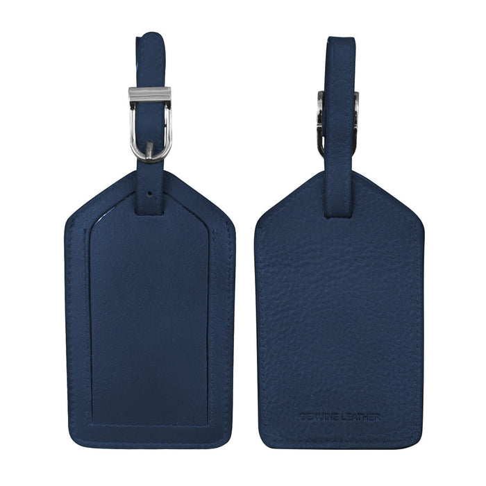 Classic Navy Leather Luggage Tag