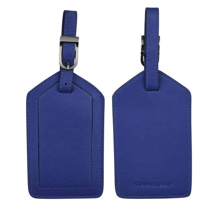 Cobalt Blue Leather Luggage Tag