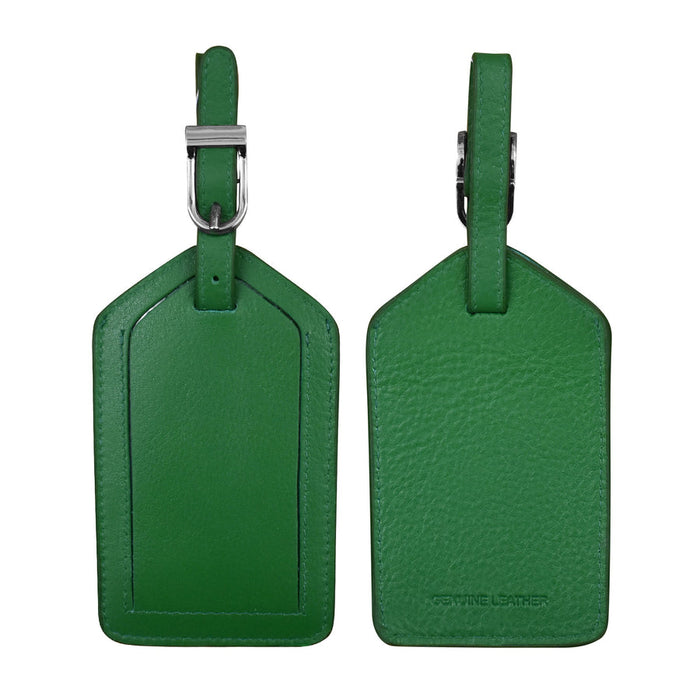 Emerald Green Leather Luggage Tag