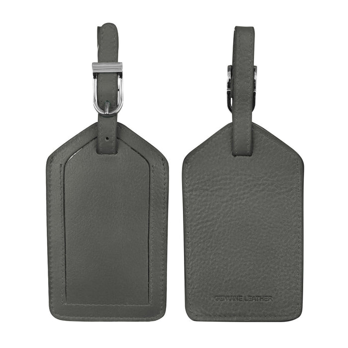 Grey Leather Luggage Tag