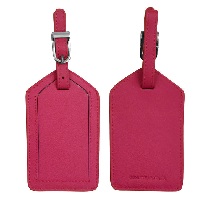 Indian Pink Leather Luggage Tag