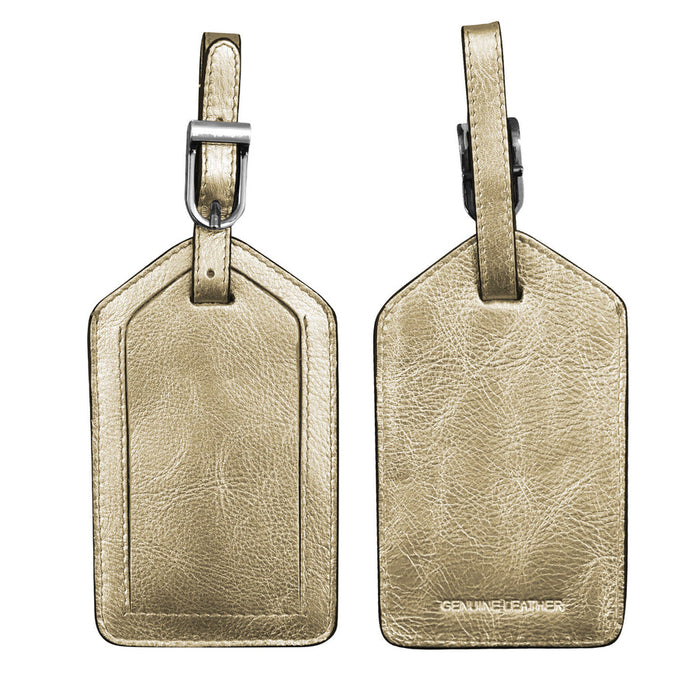 Light Gold Leather Luggage Tag