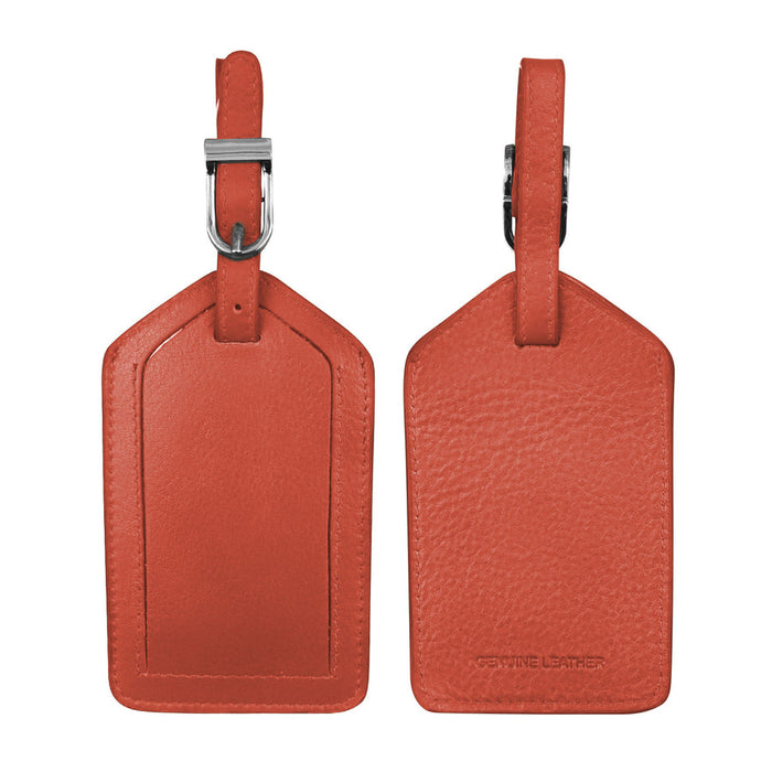 Orange Leather Luggage Tag