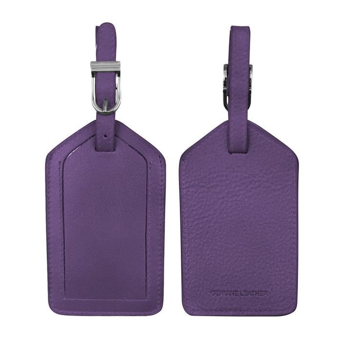 Purple Leather Luggage Tag
