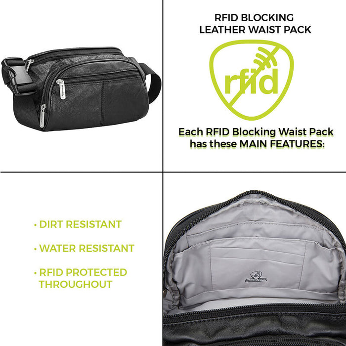 Travelon RFID Blocking Leather Waist Pack