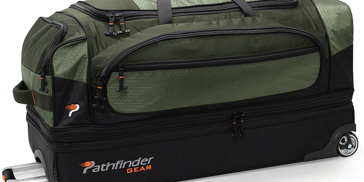 36 inch duffel travel bag Gothamite 36-inch Rolling Duffle with Wheels, Luggage Bag, Hockey Bag, XL Duffle Bag With Rollers, Heavy Duty Oversized Bag (Black) 5.05lb 30 inch Pathfinder Gear 36 Inch Rolling