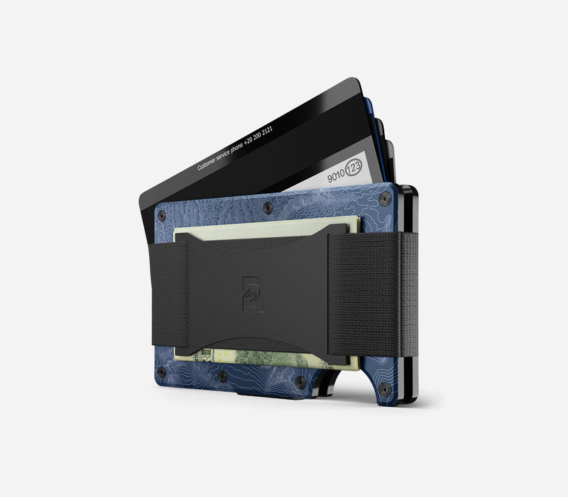 The Ridge Wallet - Aluminum With Money Clip + Cash Strap - North Shore